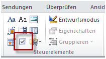 Kontrollkästchen-Inhaltssteuerelement in Word 2010