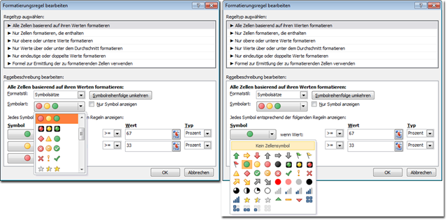 Excel 2010: Symbolsatz-Zusammensetzung