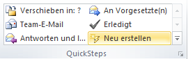 Outlook 2010 Einen neuen QuickStep anlegen