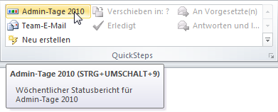 Outlook 2010 Den neuen QuickStep aufrufen