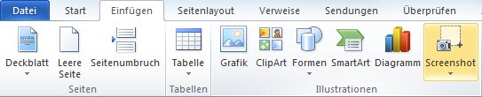 Office 2010: Der Screenshot-Befehl im Menueband