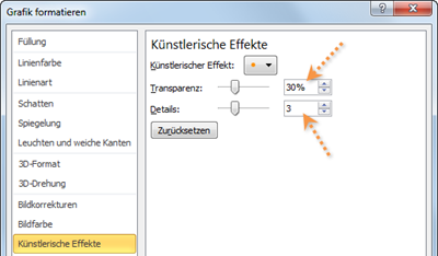 PowerPoint 2010: Weniger Farbe durch Anpassen des Effekts Farbkopie