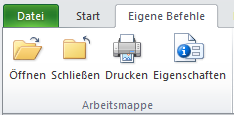 Excel 2010: Menüband mit eigener Registerkarte