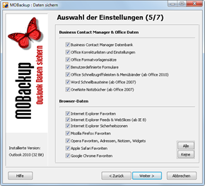 Outlook 2010: Das kann MOBackup sichern Teil 2