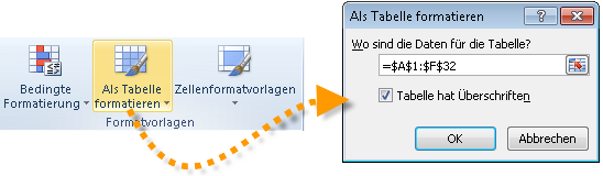 Excel 2010: Als Tabelle formatieren