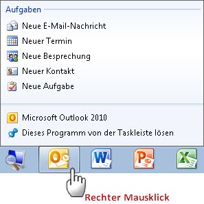 Outlook 2010: Die "normale" Sprungliste