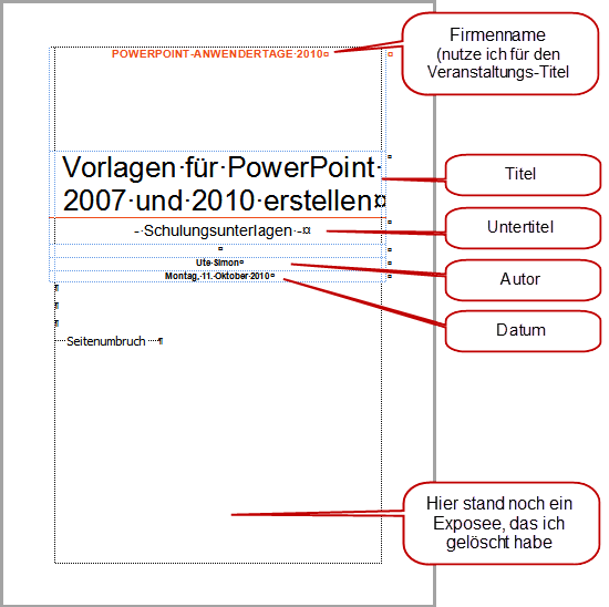 Word 2010: Elemente des Deckblatts Traditionell