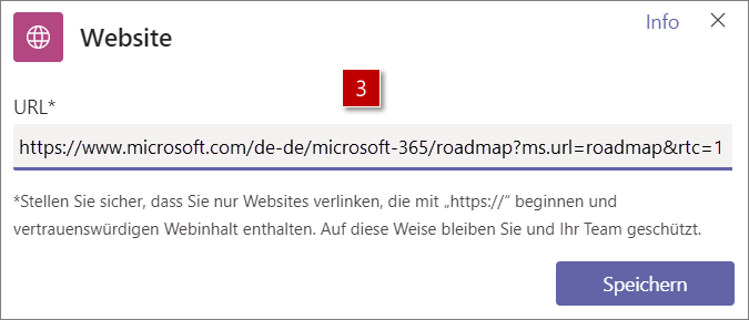 Den Link zur Webseite der Roadmap einfügen 