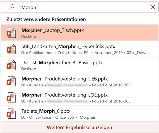 Suchergebnis zu Morph in PowerPoint 365