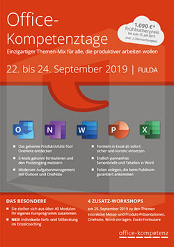 Flyer der Office-Kompetenztage 2019