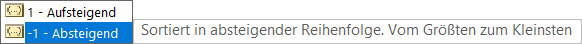 Für eine absteigende Sortierung die -1 wählen