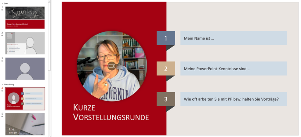 Mit Cameo mein Webcam-Bild auf den Folien einbauen: Das eignet sich beispielweise perfekt für Vorstellungsrunden