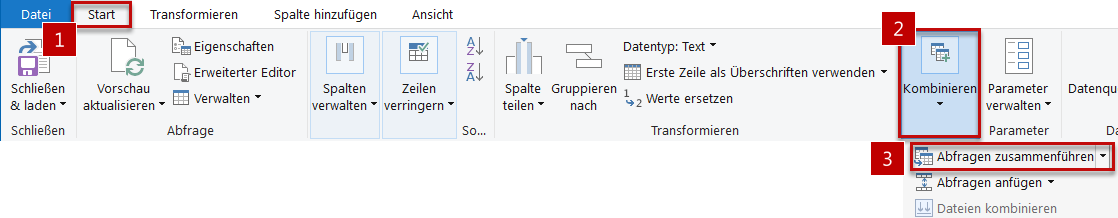 Die Abfrage »Kundenstamm« wird mit der Abfrage »Online-Recherche« zusammenführt